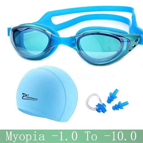 Myopia Swimming goggles professional Silicon Waterproof hat piscina natacion Swimming caps ...