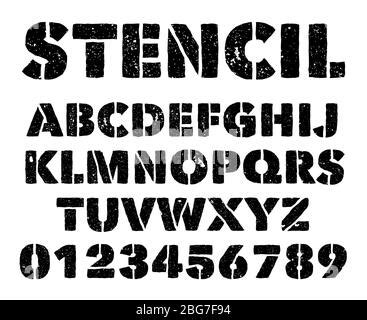 Military stencil letters and numbers. Spray painted army grunge ...