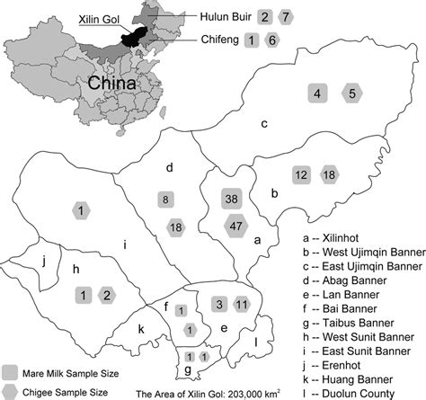 Map showing the administrative divisions of Xilin Gol, sites from where... | Download Scientific ...