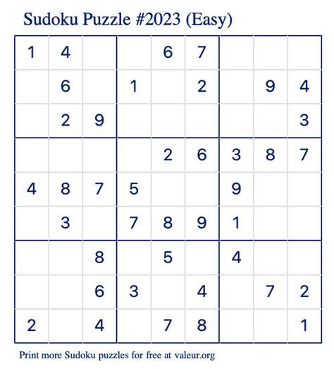 Free Printable Easy Sudoku with the Answer #2023