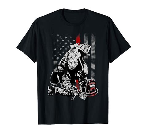 Fireman American Flag Shirt Thin Red Line Firefighter Shirt-TH ...