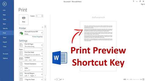 Print Preview Shortcut Key In MS Word - YouTube