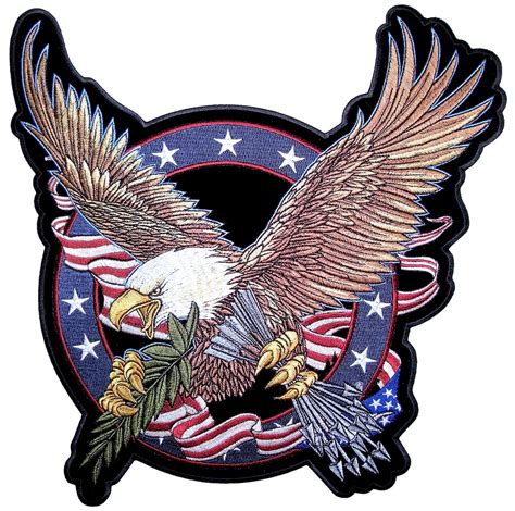 Patriotic American Flag Eagle Clutching Arrows Embroidered Biker Patch ...