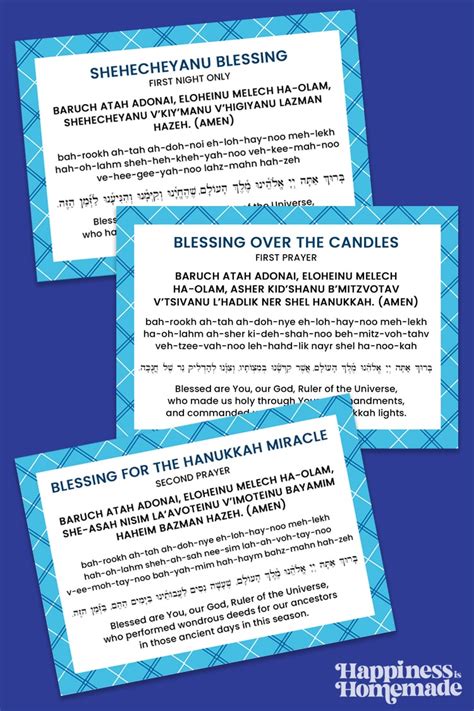 Hanukkah Blessings: Printable Hanukkah Prayer Cards - Happiness is Homemade