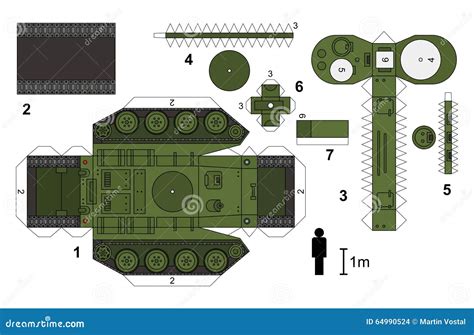 Paper Model Of An Old Tank Vector Illustration | CartoonDealer.com #64990524