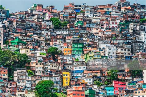 Built on the hill sides of Rio de Janeiro the shanty town of Rocinha ...