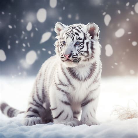 White Tiger Cub in Snow V2 Digital Print High Quality 300 DPI - Etsy