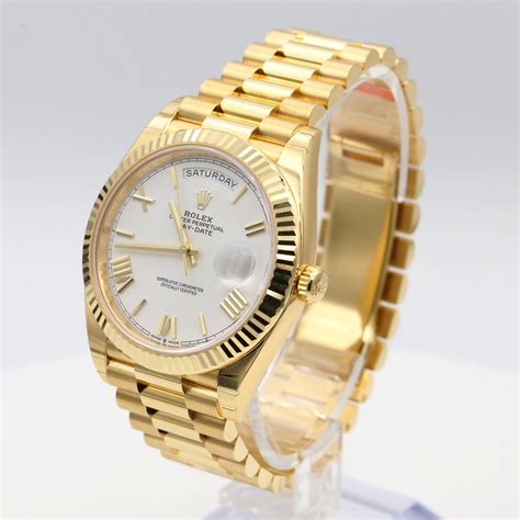 Rolex 228238-0042 Day-Date White Roman Dial 40mm Yellow Gold Men’s ...