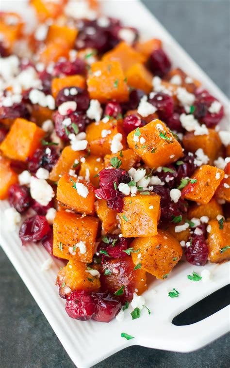 Honey Roasted Butternut Squash with Cranberries + Feta