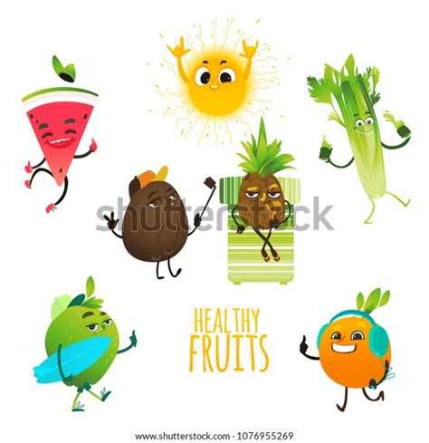 Fruit Characters Summer Party Set Vector Stock Vector (Royalty Free) 1076955269 | Shutterstock