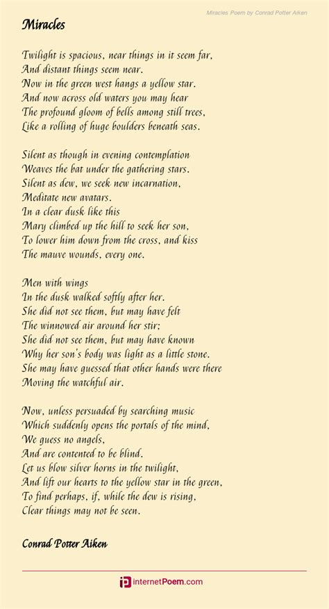 Miracles Poem by Conrad Potter Aiken