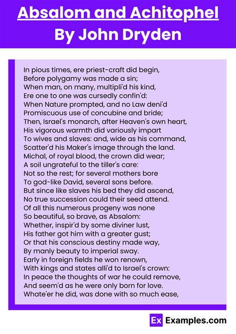 Absalom and Achitophel Poem by John Dryden, Download Pdf