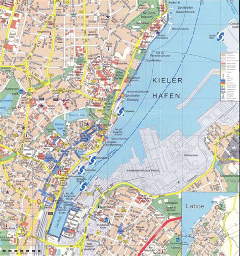 Stadtplan von Kiel | Detaillierte gedruckte Karten von Kiel, Deutschland der ...