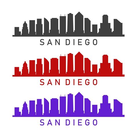 San diego skyline illustrated on white background 3336978 Vector Art at ...