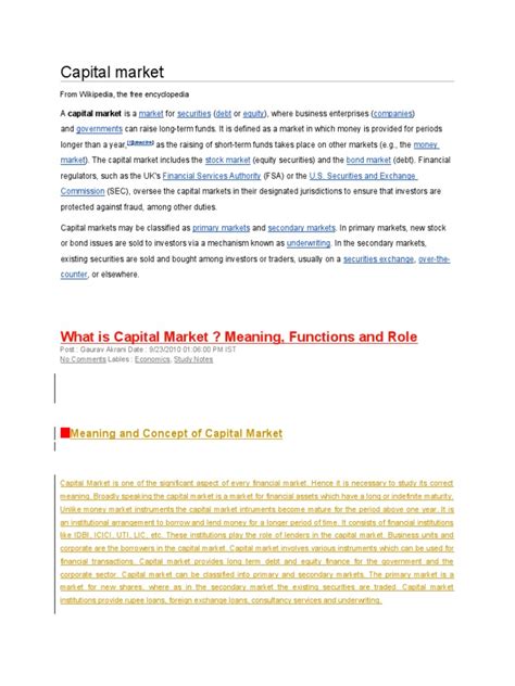 Capital Market: What Is Capital Market ? Meaning, Functions and Role ...