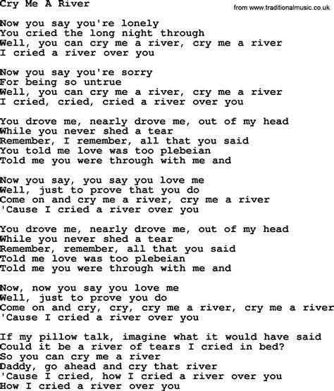 Joan Baez song - Cry Me A River, lyrics