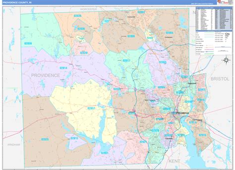 Providence County, RI Wall Map Color Cast Style by MarketMAPS ...