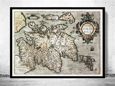 Old Map of Scotland 1602 Sea Monster Vintage Map of Scotland - VINTAGE ...