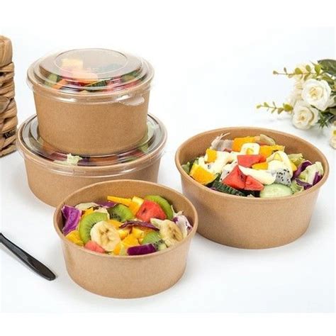 Food Grade Waterproof Kraft Paper Ice Cream Bowls With Double PE Coated