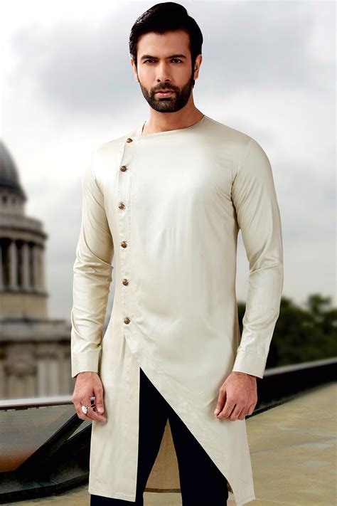 Beige Cotton Silk Kurta With Churidar-KR488 | Designer clothes for men ...