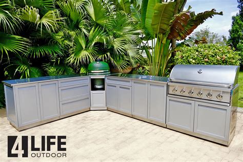 Gray Stainless Steel Outdoor Kitchen Cabinets - 4 Life Outdoor Inc.