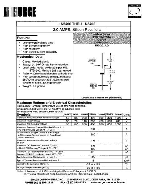 1N5408 datasheet(1/2 Pages) SURGE | 3.0 AMPS. SILICON RECTIFIERS?