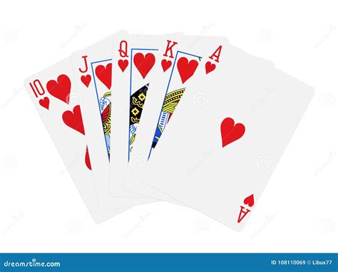 Hearts Royal Flush Poker Cards Isolated Stock Image - Image of ...