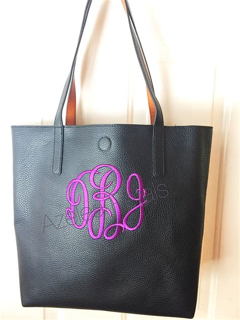 Monogram Purse Personalized Handbag Leather Tote