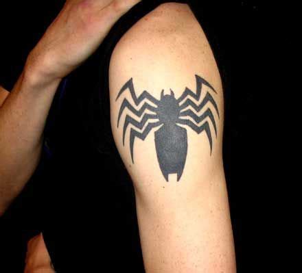 Left Shoulder Black Ink Spiderman Logo Tattoo | Venom tattoo, Tattoos ...