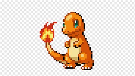 Charmander Pixel art Pokémon Digital art, pyssla pokemon, text, orange ...