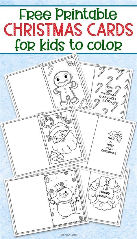 3 Free Printable Christmas Cards for Kids to Color | Christmas cards ...