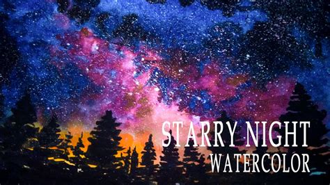 Starry Night | Watercolor Painting - YouTube