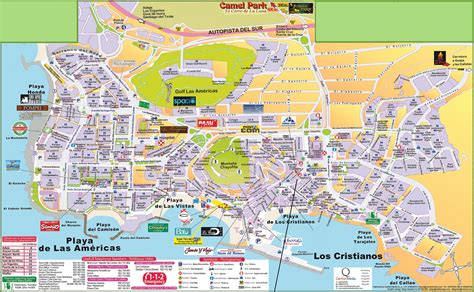 Los Cristianos and Playa de las Américas hotel map