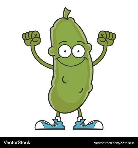 Happy smiling dill pickle cartoon character Vector Image