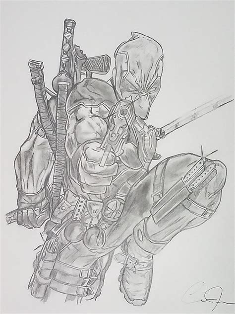 Deadpool Drawing by Corey Johnson - Pixels