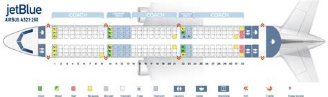 Cabin Configuration V1 Seat Map and Seating Chart Airbus A321 200 JetBlue Airways