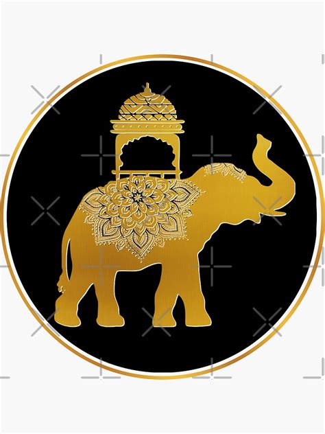 "GOLDEN ELEPHANT HOWDAH – NOIR" Sticker for Sale by Art-PraveenRai ...