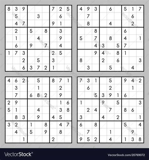 Brain trainer sudoku set Royalty Free Vector Image