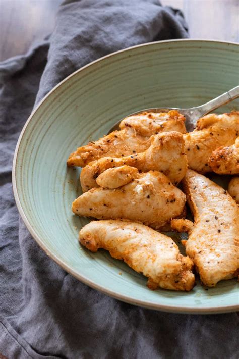 Air Fryer Frozen Chicken Tenders (Raw & No Breading) - always use butter