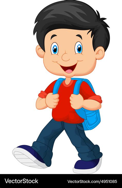 School boy cartoon walking Royalty Free Vector Image