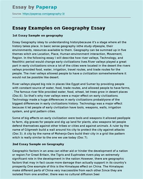 Essay Examples on Geography Free Essay Example