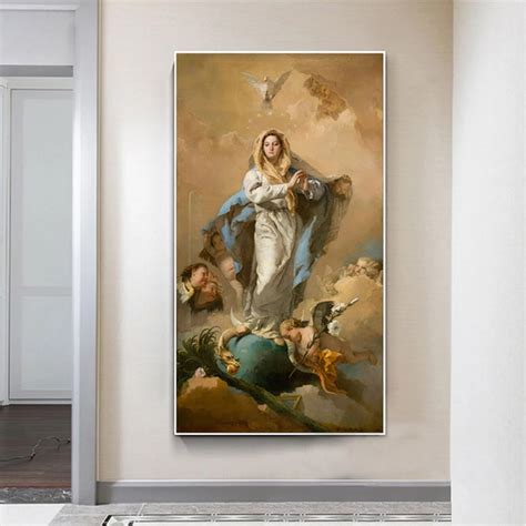 The Immaculate Conception Vintage Oil Painting On Canvas European Classical Decor Poster And ...