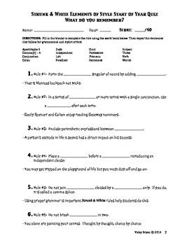 Grammar Quiz - Strunk & White Rules 1-10 by Smart Savvy Secondary