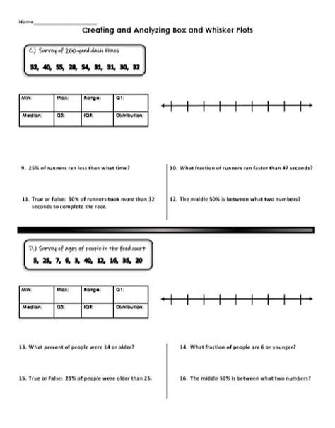 Box And Whisker Plot Worksheet Answer Key