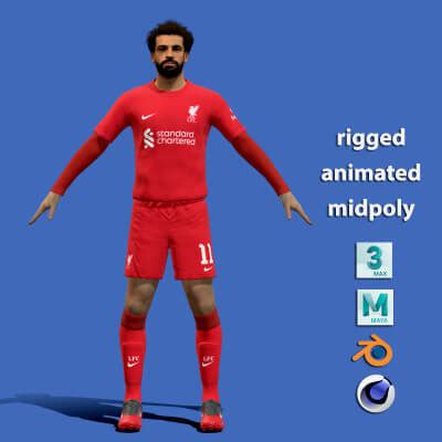 T-P Rigged Mohamed Salah Liverpool 2023 3D Model by tranduyhieu