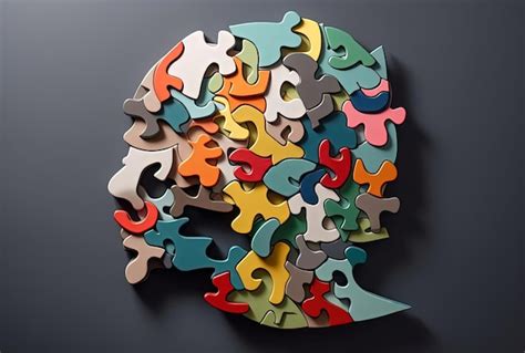 Premium AI Image | colorful puzzle brain isolated on dark grey background