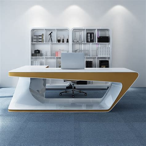 79" Modern L-Shape Office Desk in MDF & Metal White Executive Desk ...