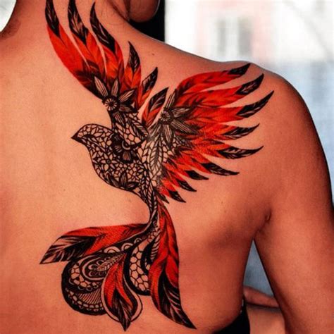 The Firebird Tattoo on The Back Girl | Body art tattoos, Tattoos, Shape ...