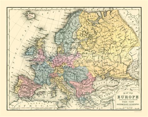 International Map - Europe - Mitchell 1869 - 29.16 x 23 - Walmart.com ...