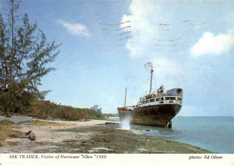 Beached Ship, Victim of Hurricane Allen, 1980 Cayman Brac, Cayman Islands